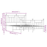 Bed Frame Black Powder-coated steel Double bed size Bed Frame 353555