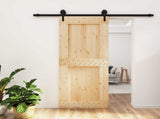 Sliding Door Natural and Black 85 x 210 cm Solid Pine Wood 3445160