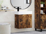 Bathroom Vanity Unit with Tap Smoked Oak 45.5 x 22.5 x 84 cm 889429