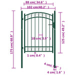 ZNTS Fence Gate with Arched Top Steel 100x125 cm Green 146364