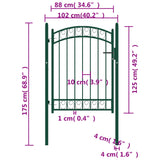 ZNTS Fence Gate with Arched Top Steel 100x125 cm Green 146364