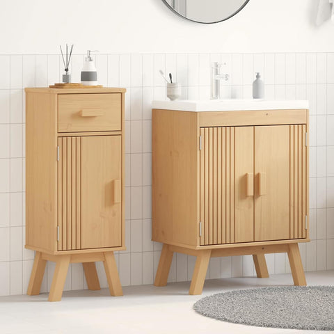 Bathroom Furniture Set with Door 2 pcs Brown 114 x 43 x 73.5 cm 3334188