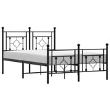 Metal Bed Frame without Mattress with Footboard Black 120x200cm 374355