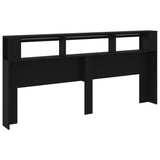 LED Headboard Black 220x18.5x103.5 cm Engineered Wood 837373