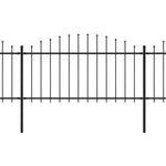 ZNTS Garden Fence with Spear Top Steel x8.5 m Black 277734