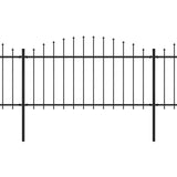 ZNTS Garden Fence with Spear Top Steel x11.9 m Black 277736