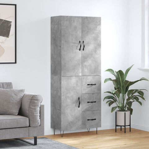 Highboard Concrete Grey 69.5x34x180 cm Engineered Wood 3198093