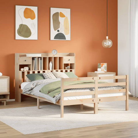 ZNTS Bookcase Bed without Mattress 140x200 cm Solid Wood Pine 3321938