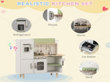 Toy Kitchen, Kids Play Kitchen, Role Playing Game with Phone, Ice Maker, Stove, Utensils, for 3-6 T3398P348124
