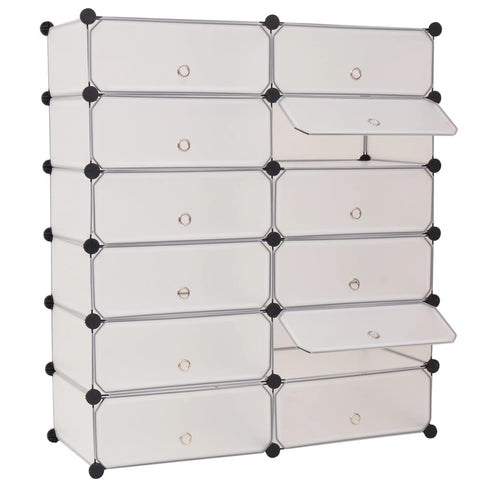 Interlocking Shoe Organiser with 12 Compartments White 244921