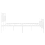 ZNTS Metal Bed Frame without Mattress with Footboard White 140x190cm 373758