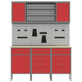 Work Cabinet with Drawer 7 pcs Red Engineered Wood and Steel 3321449