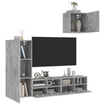 4 Piece TV Wall Units Concrete Grey Engineered Wood 3216503
