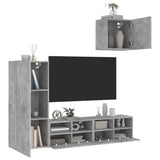 4 Piece TV Wall Units Concrete Grey Engineered Wood 3216503