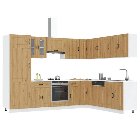 ZNTS 14 Piece Kitchen Cabinet Set Kalmar Artisan Oak Engineered Wood 3314980