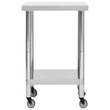 Kitchen Work Table with Wheels 60x60x85 cm Stainless Steel 51633