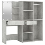 LED Dressing Table with 2 Cabinets Concrete Grey Engineered Wood 3082030