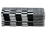 50 Piece Towel Set Black and White Cotton 136293