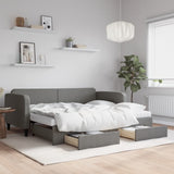 Daybed with Trundle and Drawers Dark Grey 90x190 cm Fabric 3196892