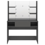 Makeup Table with LED Lights 100x40x135 cm MDF Grey 331542