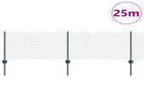 Chainlink Fence with Post 25 x 0.6 m PVC-Coated Steel Green 3336246