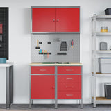 Work Cabinet with Drawer 5 pcs Red Engineered Wood and Steel 3321425