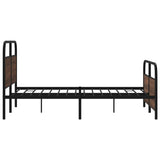 Metal Bed Frame without Mattress Brown Oak 140x190 cm 3318661