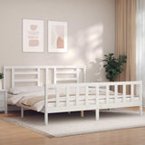 Bed Frame without Mattress White 200x200 cm Solid Wood Pine 3192902