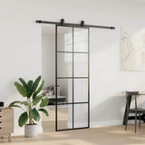 Sliding Door with Hardware Set Black 76x205 cm ESG Glass 3375802