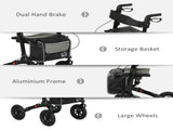 Folding Rollator Walker with Padded Seat, Backrest, Lightweight Walking Frame with Storage Bag, Dual T3398P343467