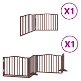 Dog Gate with Door Foldable 6 Panels Brown 480 cm Poplar Wood 3155633