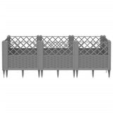 Garden Planter with Pegs Light Grey 123.5x43.5x43.5 cm PP 368018