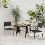 ZNTS 3 Piece Outdoor Dining Set Poly Rattan Black 3120086