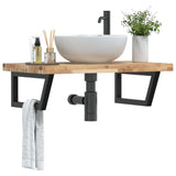 Basin Shelf Wall Mounted Steel and Solid Wood Acacia 3302803