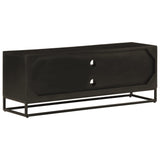 TV Cabinet Black 110x30x40 cm Solid Wood Mango and Iron 372002