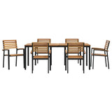 Garden Dining Set 7 pcs Black Solid Acacia Wood 3284403