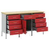 Work Cabinet with Drawer 3 pcs Red and Grey 150 x 55 x 85 cm 3321373