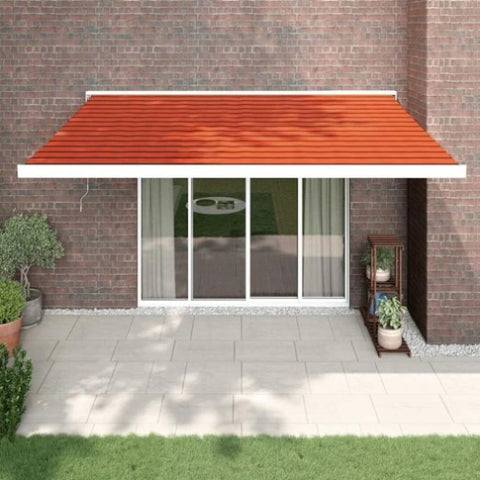 Retractable Awning Orange and Brown 4x3 m Fabric and Aluminium 3154543