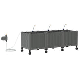 Garden Planter with Irrigation&Wheels 3 pcs Light Grey PP 3423084