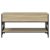 Coffee Table Sonoma Oak 100x50x50 cm Engineered Wood and Metal 845357