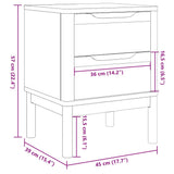Bedside Cabinet "FLORO" White 45x39x57 cm Solid Wood Pine 374003