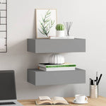 Wall-mounted Drawer Shelves 2 pcs Grey 40x23.5x10cm MDF 330246