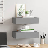 Wall-mounted Drawer Shelves 2 pcs Grey 40x23.5x10cm MDF 330246