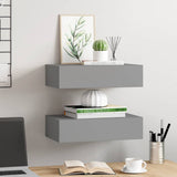Wall-mounted Drawer Shelves 2 pcs Grey 40x23.5x10cm MDF 330246
