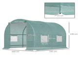 2.45 x 2m Polytunnel Greenhouse, Walk-in Greenhouse with Large Roll-Up Door & Windows, Plastic T3398P313589
