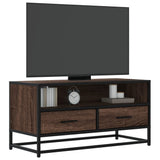TV Cabinet Brown Oak 80x34.5x40 cm Engineered Wood and Metal 848813