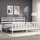 Bed Frame without Mattress White 200x200 cm Solid Wood Pine 3192057