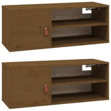 Wall Cabinets 2 pcs Honey Brown 80x30x30 cm Solid Wood Pine 818392