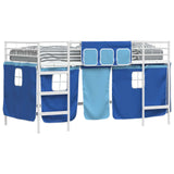 Kids'Loft Bed Frame with Curtains White and Blue 80 x 200 cm 42020816