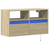 TV Wall Cabinet with LED Lights Sonoma Oak 80x31x45 cm 852329